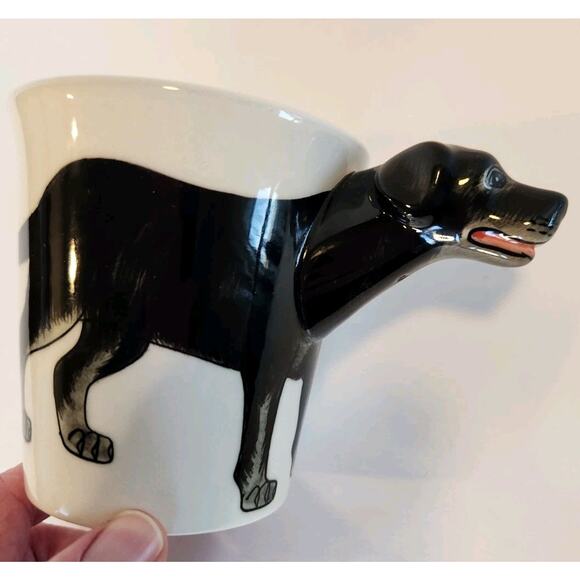 Black Labrador Retriever Coffee Mug Ceramic Cup Handpainted 3D Head 10oz 3.75" h - Picture 1 of 9